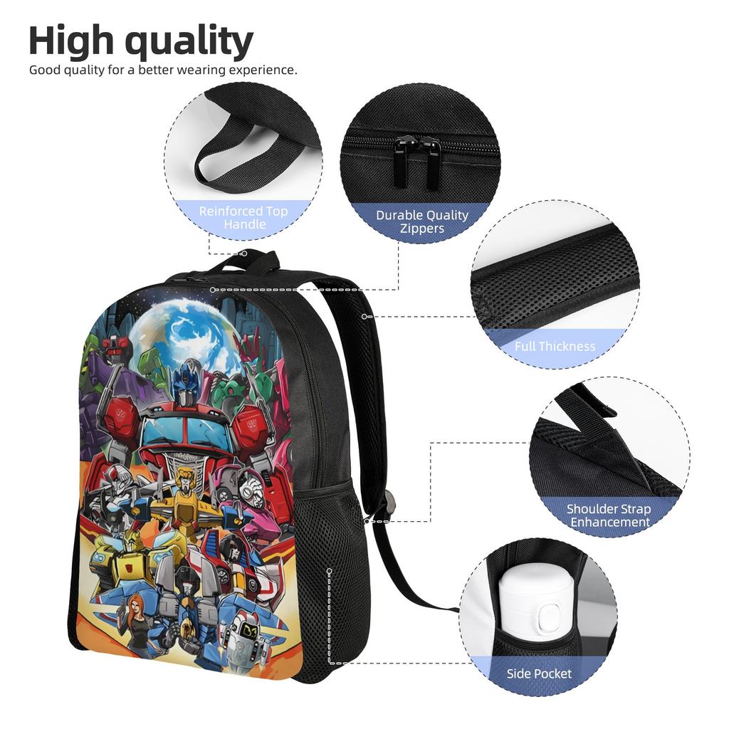 Transformered Cartoon Backpack 3D Printed University Backpacks Teen Colorful Large School Bags Streetwear Rucksack