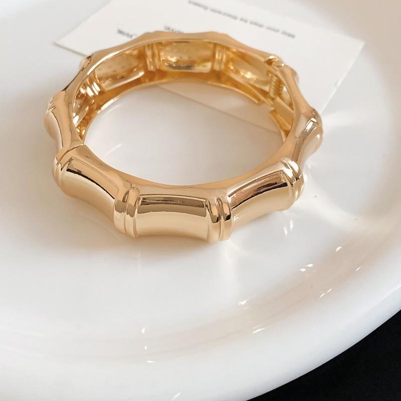 Wind Bamboo Texture Wide Edition Open Bracelet Premium Sense Metal Bracelet Light Luxury Niche Design Sense Jewelry Women