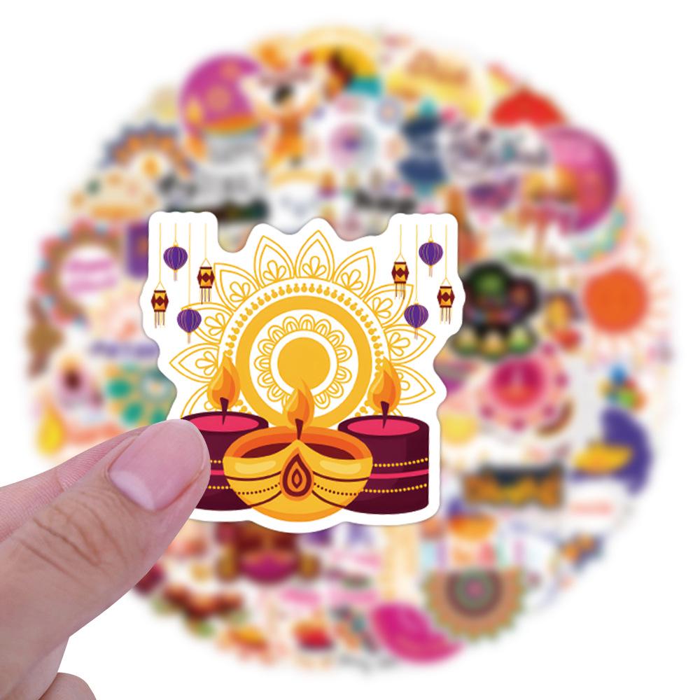 110 New Style Waterproof Diwali Graffiti Stickers for Suitcases & Phones
