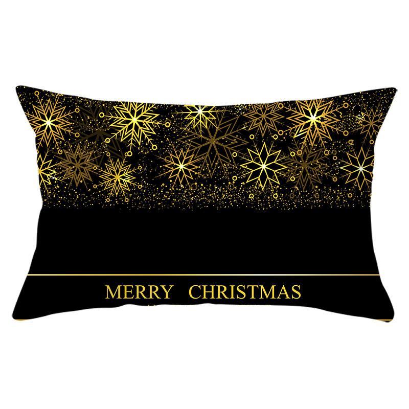 New Black Gold Series Christmas Peach Skin Print Waist Pillow Cover Home Accessories Cushion Cover Sofa Cushion Cover