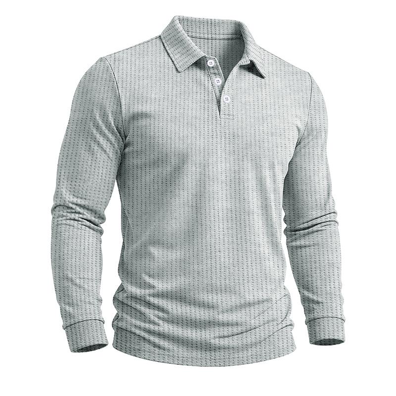 Men's Long Sleeve Turn Down Collar Polos Business Casual Solid Color Pull On Polo Shirts Men Classic Style Tees Tops