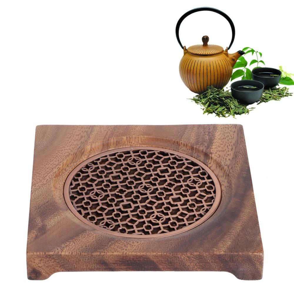 Square Shape Heat Insulation Coaster Wood Teapot Pad Walnut Teapot Mat  Tea Room Decor
