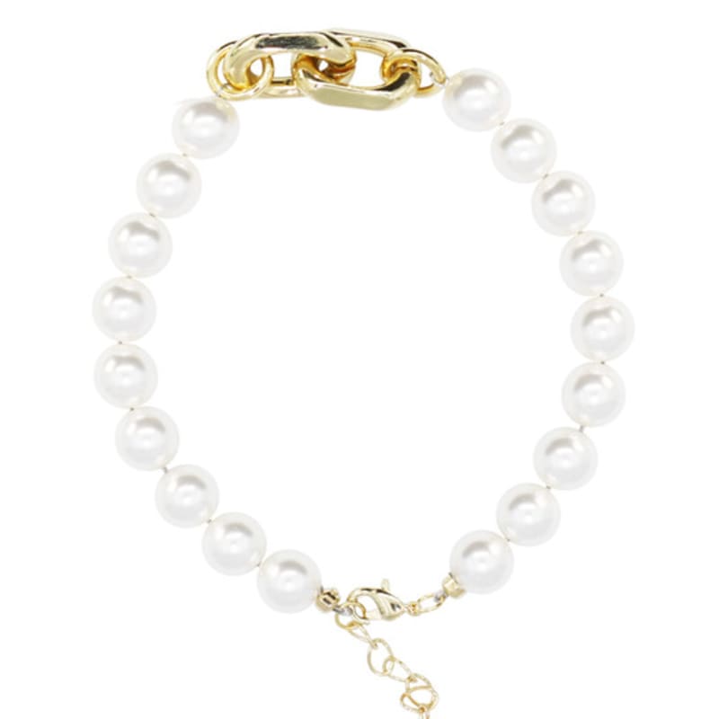 jewelCOUNTY Chain Mix Pearl Bracelet[White]