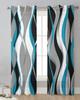 Abstract Lines Gradient Blue Sheer Curtains for Living Room Decoration Window Curtains for Kitchen Tulle Voile Organza Curtains