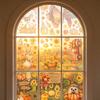 9 Sheets PVC Thanksgiving Glass Clings with Sunflowers, Pumpkins, Fall Message Signs and Animal Motifs for Smooth Glass Displays in Homes, Offices and