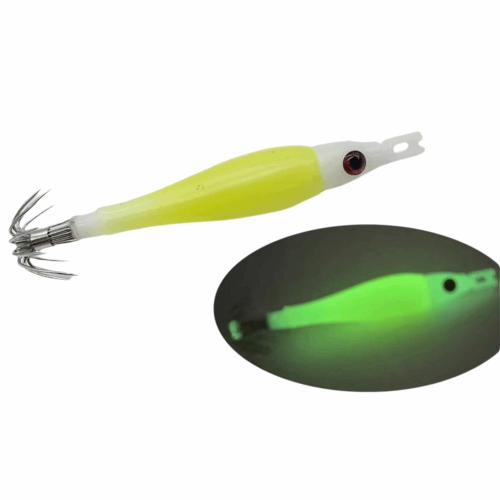 

Luminous Squid Jig Small Wooden Shrimp Octopus Jig Lure Jigging Lure Sea Fishing A-Silicone 6cm