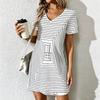 Summer Fashion Women's V Neck Short Sleeve Retro Geometric Pattern Printed Dress Sex Short Skirt Dresses