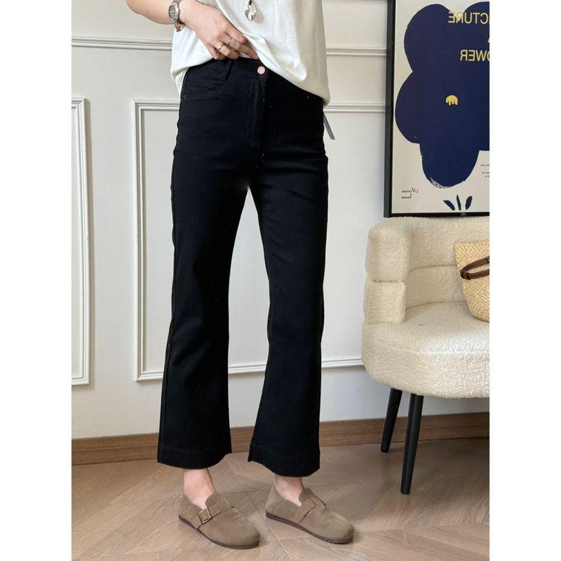 

2026 New Style Black Straight-Leg Jeans for Women, Plus Size, for Pear-Shaped Body, High-Waisted, Slimming, Stretchy, Slightly Flared Pants Black 2XL