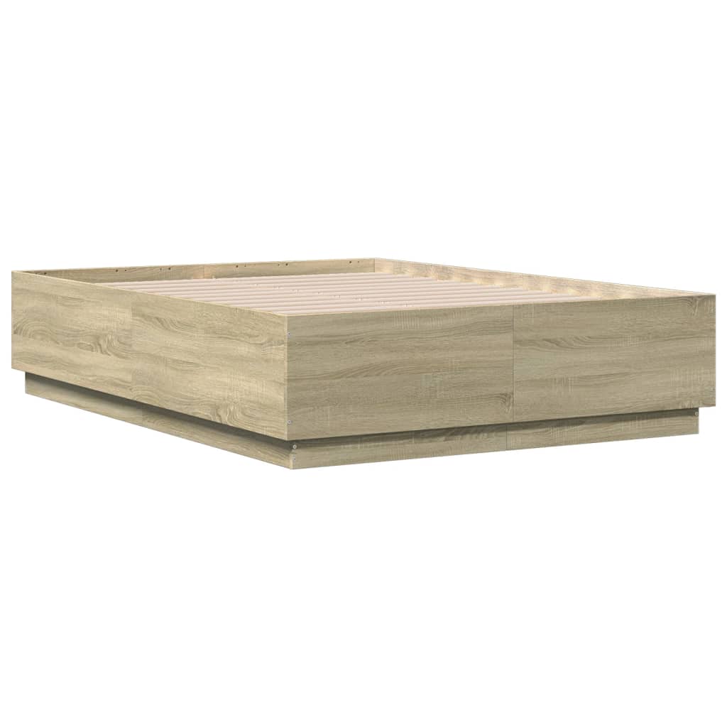 Vidaxl Bed Frame, Sonoma Oak, 120X190 Cm, Wood-Based Material