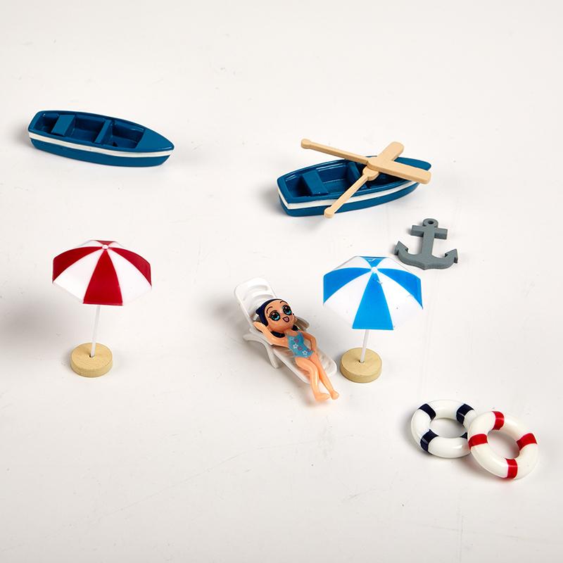 Mini Artificial Sunshade Beach Chair Micro Fairy Garden Miniature Doll House