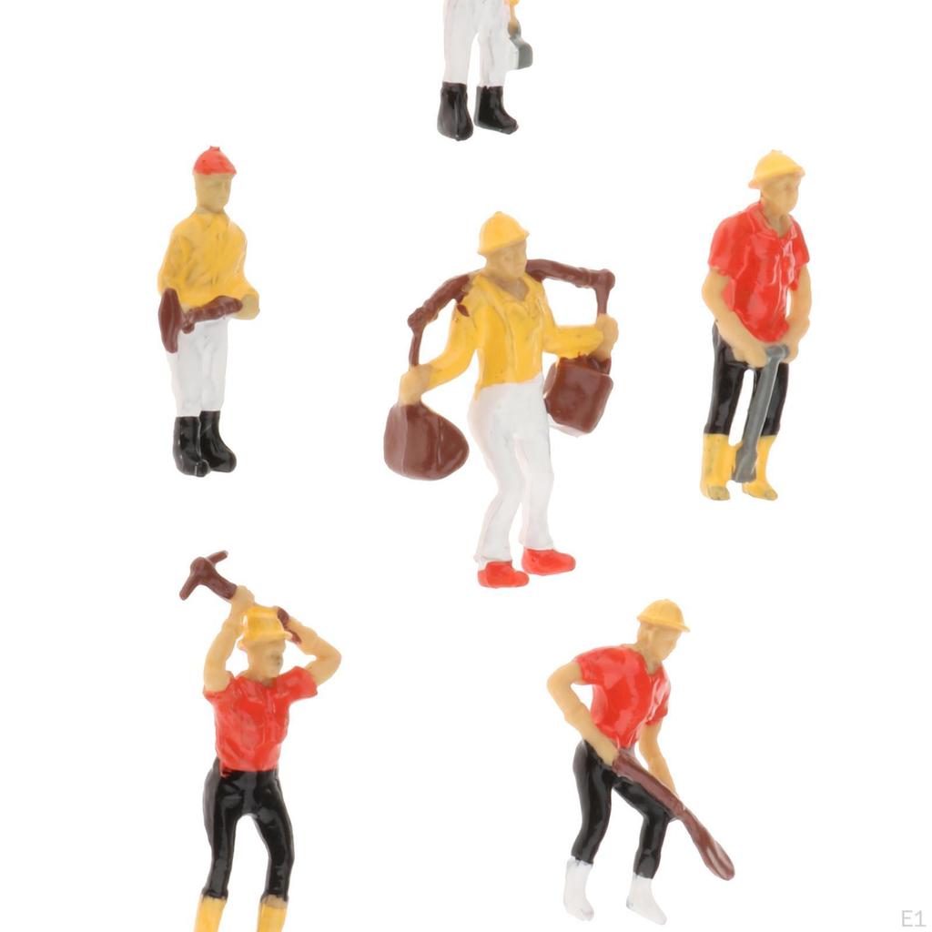1:42 Scale 6 Pieces Assorted Poses Miniature People for Architectural Layout