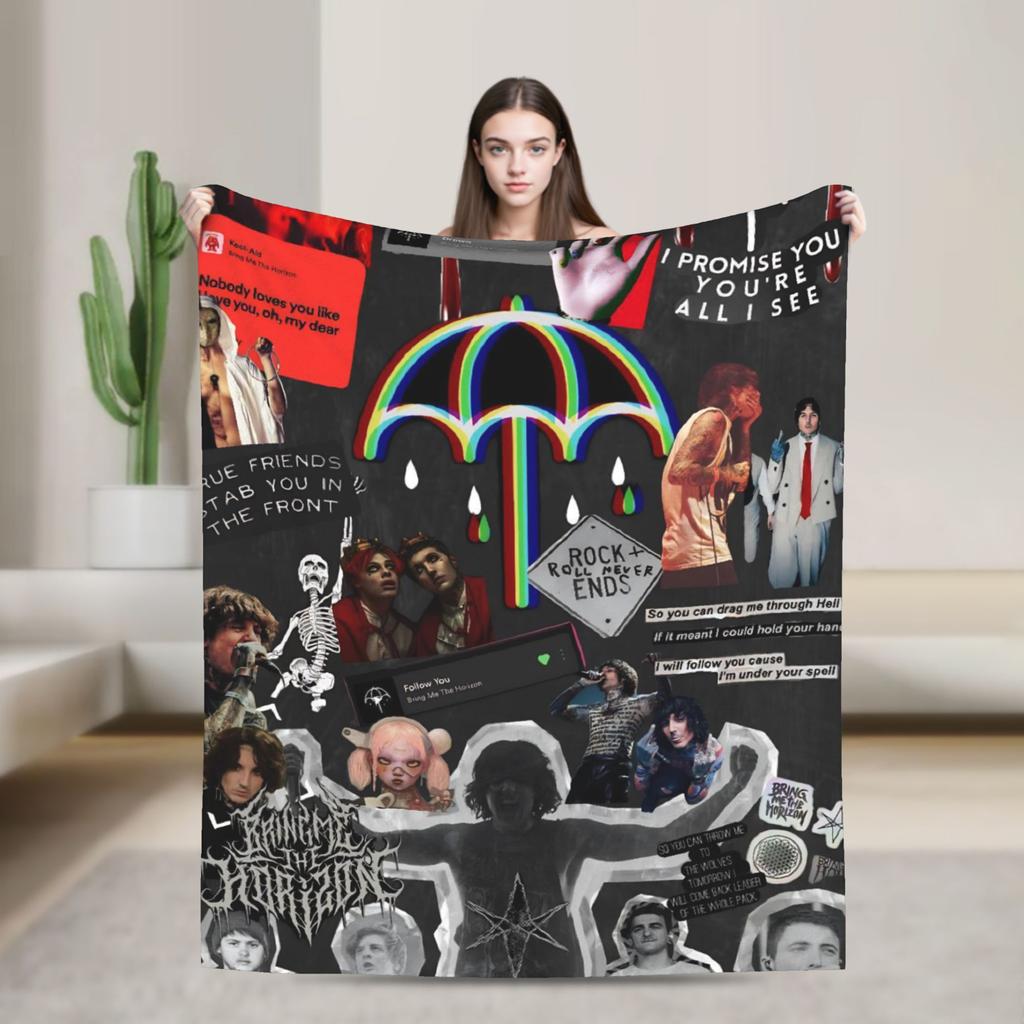 BMTH Bring Me The Horizon Blanket  Travel Office Plush Bedding Throws Street Trend Couch Bed Flannel Bedspread Sofa Bed Cover