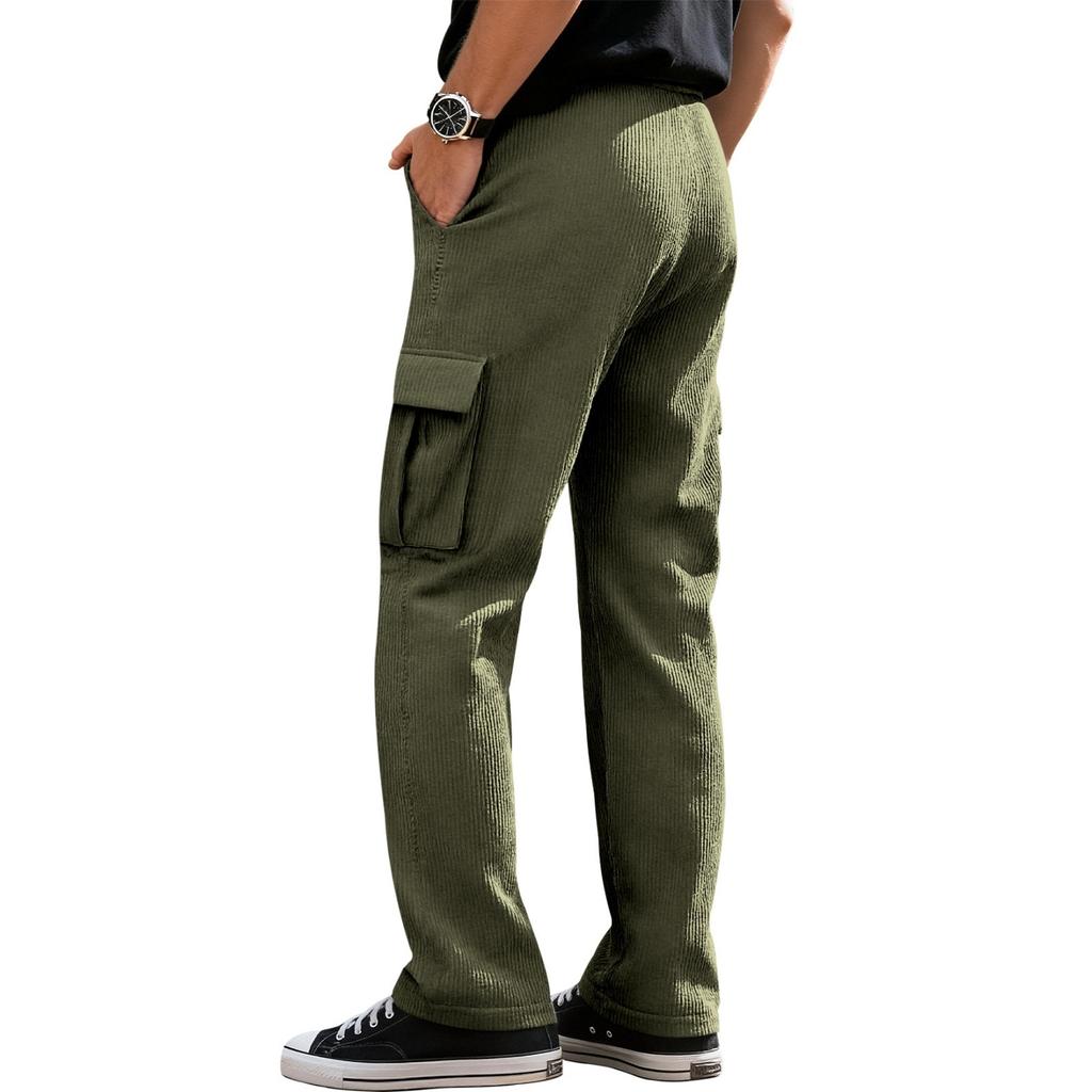 Men's American Retro Workwear Casual Sportswear Pants, Men's Loose Straight,leg Wide,leg Corduroy Trousers