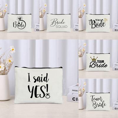 2023 Neue Canvas Kosmetiktasche Hochzeitsgeschenk für die Braut Handtasche für Brautjungfern Große Kapazität Make-up-Tasche Seitentasche Junggesellinnenabschied Handtasche