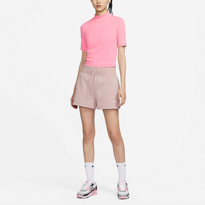Nike Sportswear Essentials Solid Polo Short Sleeve T-Shirt Women Tops Coral-Pink DV7959-611