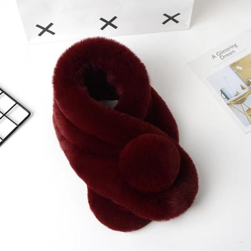Rabbit Fur Scarf Women Winter Warm Soft Furry Scarves Casual Female Lady Outdoor Neck Warmer Collar Snood Gifts For Her 70Cm