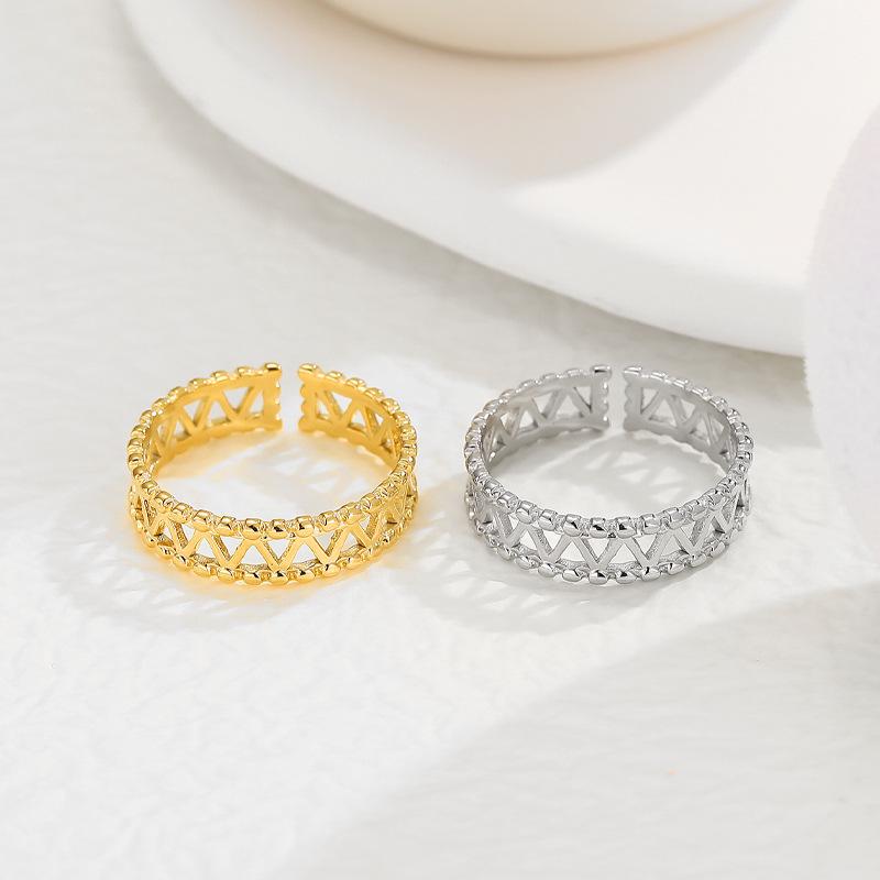 

14K Gold Plated Sawtooth Titanium Steel Ring Adjustable Open