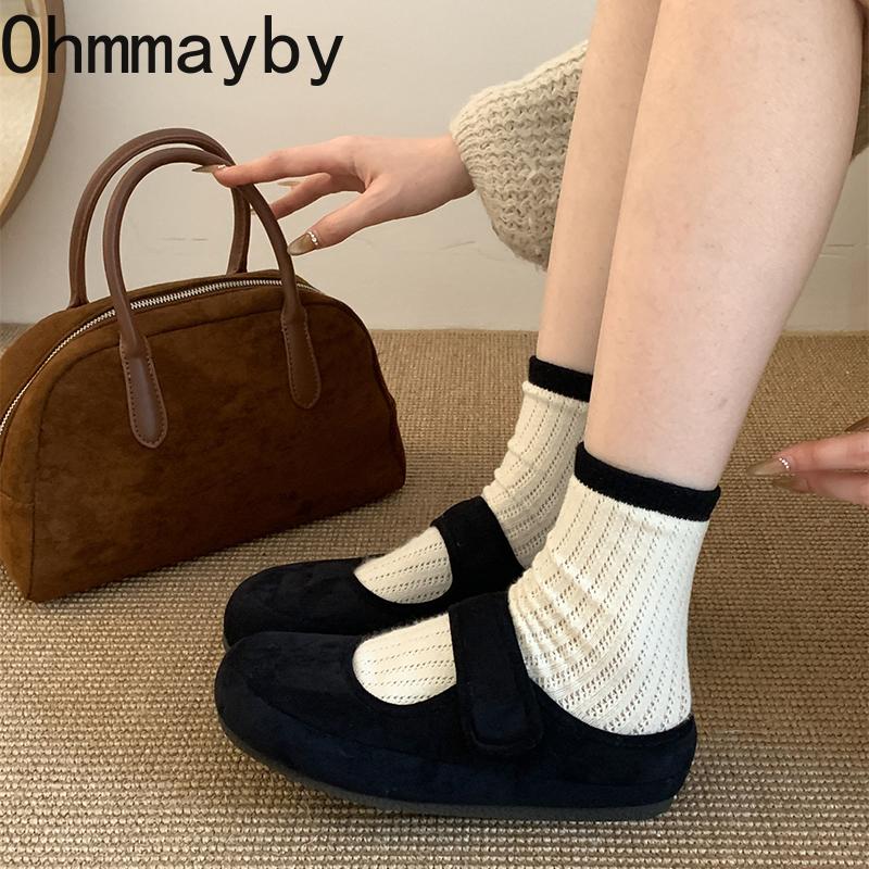 Designové Vintage Teplé Dámské Boty Mary Jane Módní Mělké Baleríny Stručné Bavlněné Boty s Měkkou Podrážkou