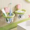Dopamine Suction Cup Storage Basket Tulip Shape Wall Mounted Toothbrush Holder Punch-free Self-draining Face Towel Storage Box