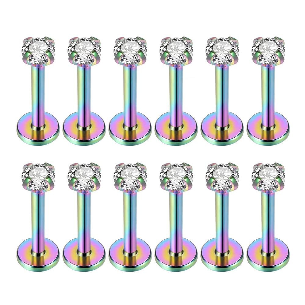 12Pcs Internally Threaded Labret Piercing Set 12 Pcs Set Body Jewelry for Women Men