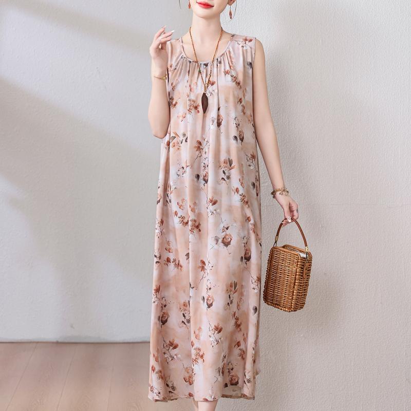 Plus Size Summer Long Dress for Women Clothes Elegant Sleeveless Loose Casual Dress