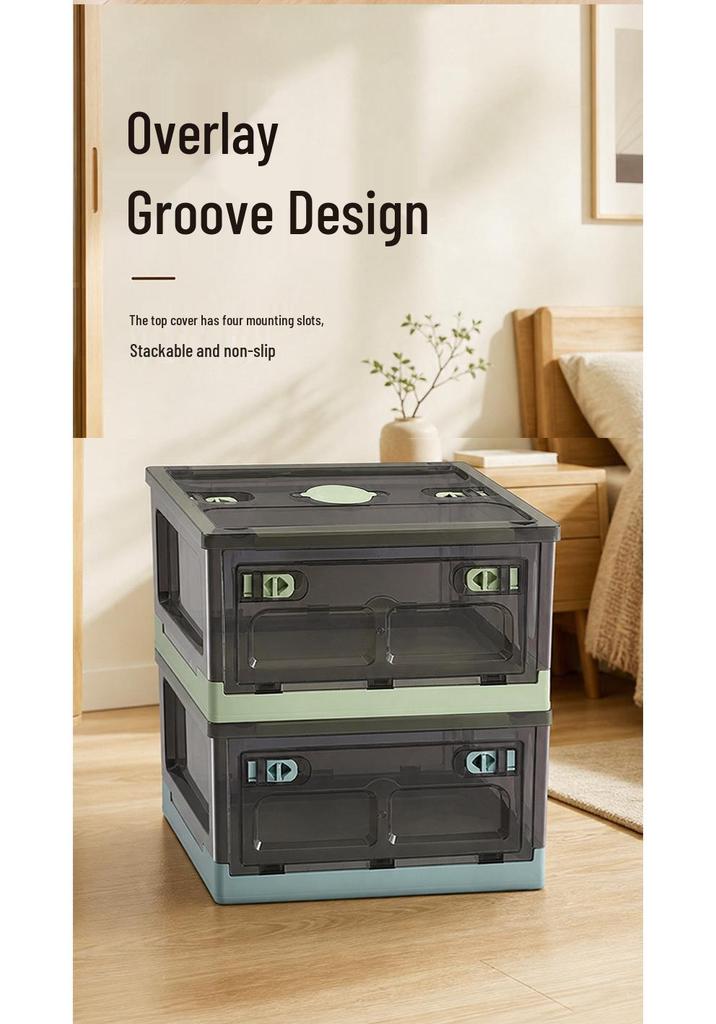 Thickened Foldable Transparent Storage Box with Double Doors - Large Capacity for Small Apartments