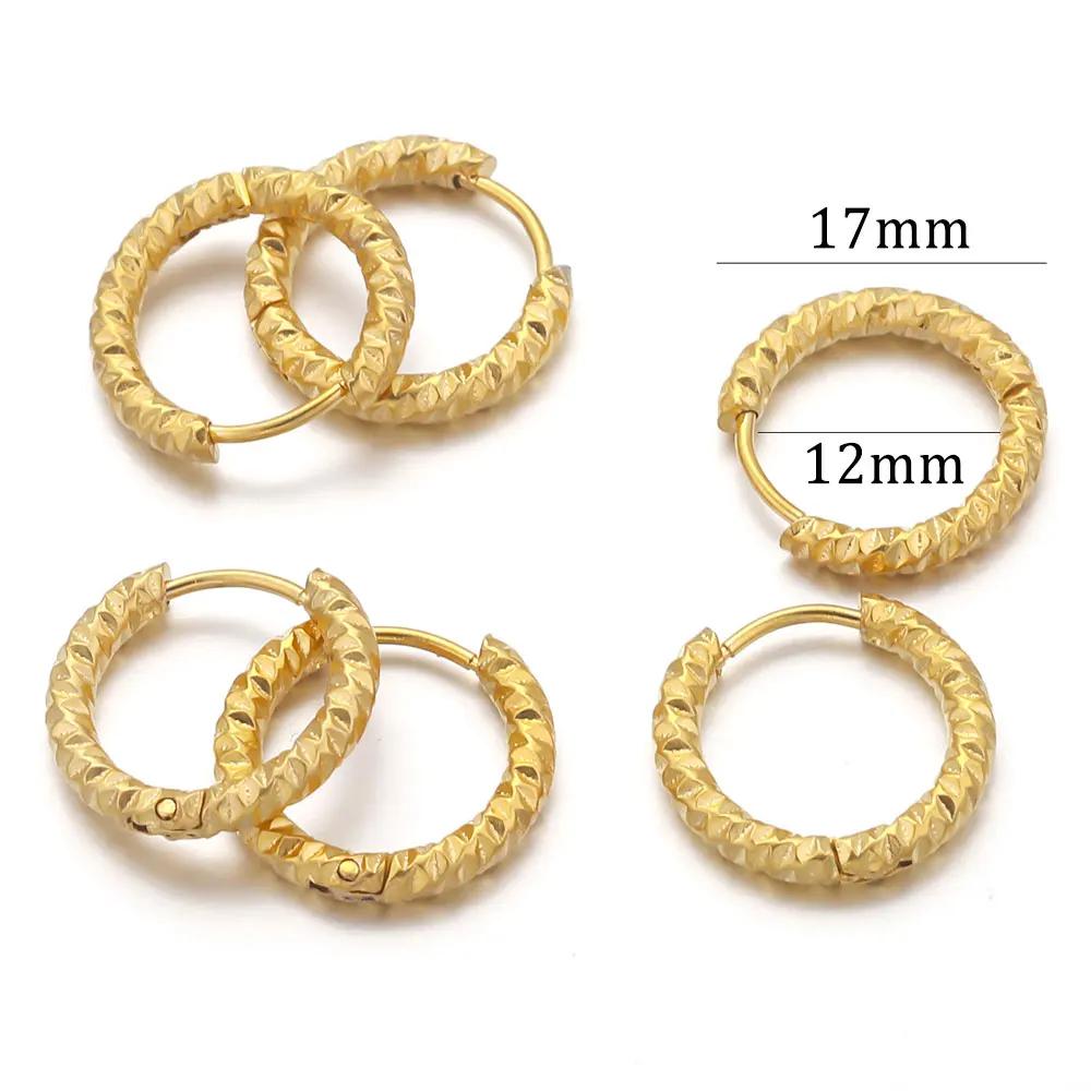 6pcs Stainless Steel Rectangular Textured Earrings Earring Hooks Fittings 18K PVD Gold Plated DIY Jewellery Parts Earrings