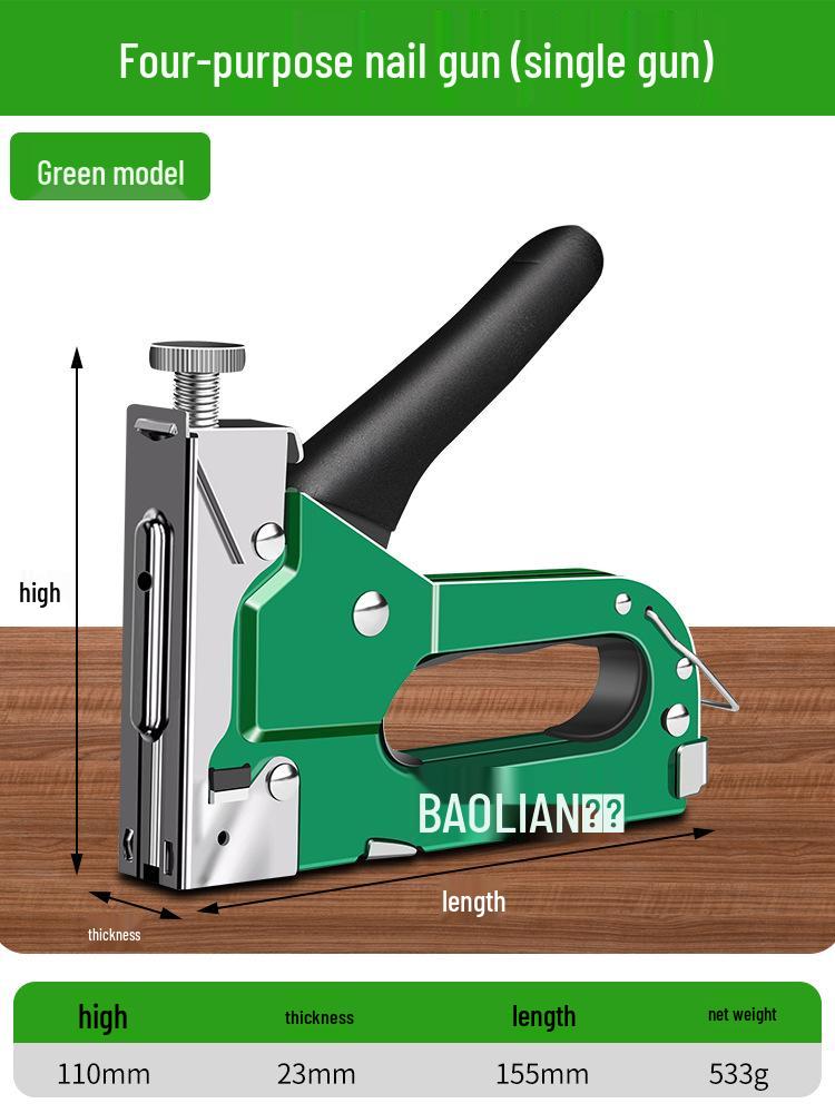 Manual Pneumatic Nail Gun: Brad Nailer, Steel Nailer, U-Shaped & Straight Nails for Wire Trough and Woodworking.