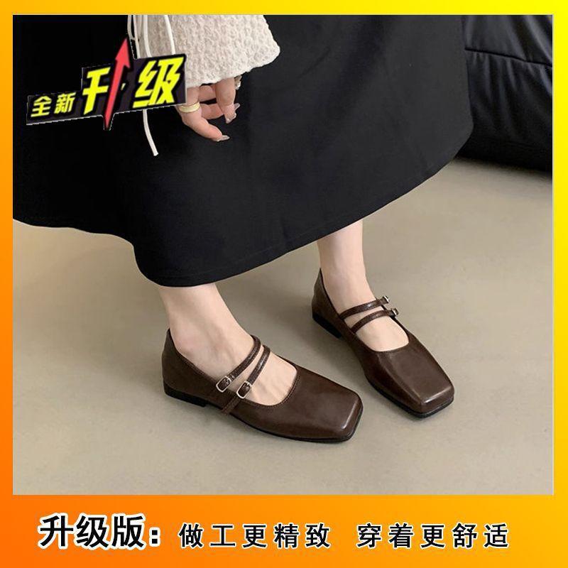 

Туфли-лодочки с квадратным носком и неглубоким вырезом, женские, весенние, новые, темпераментные, мягкие, на плоской подошве, Мэри Джейн 40