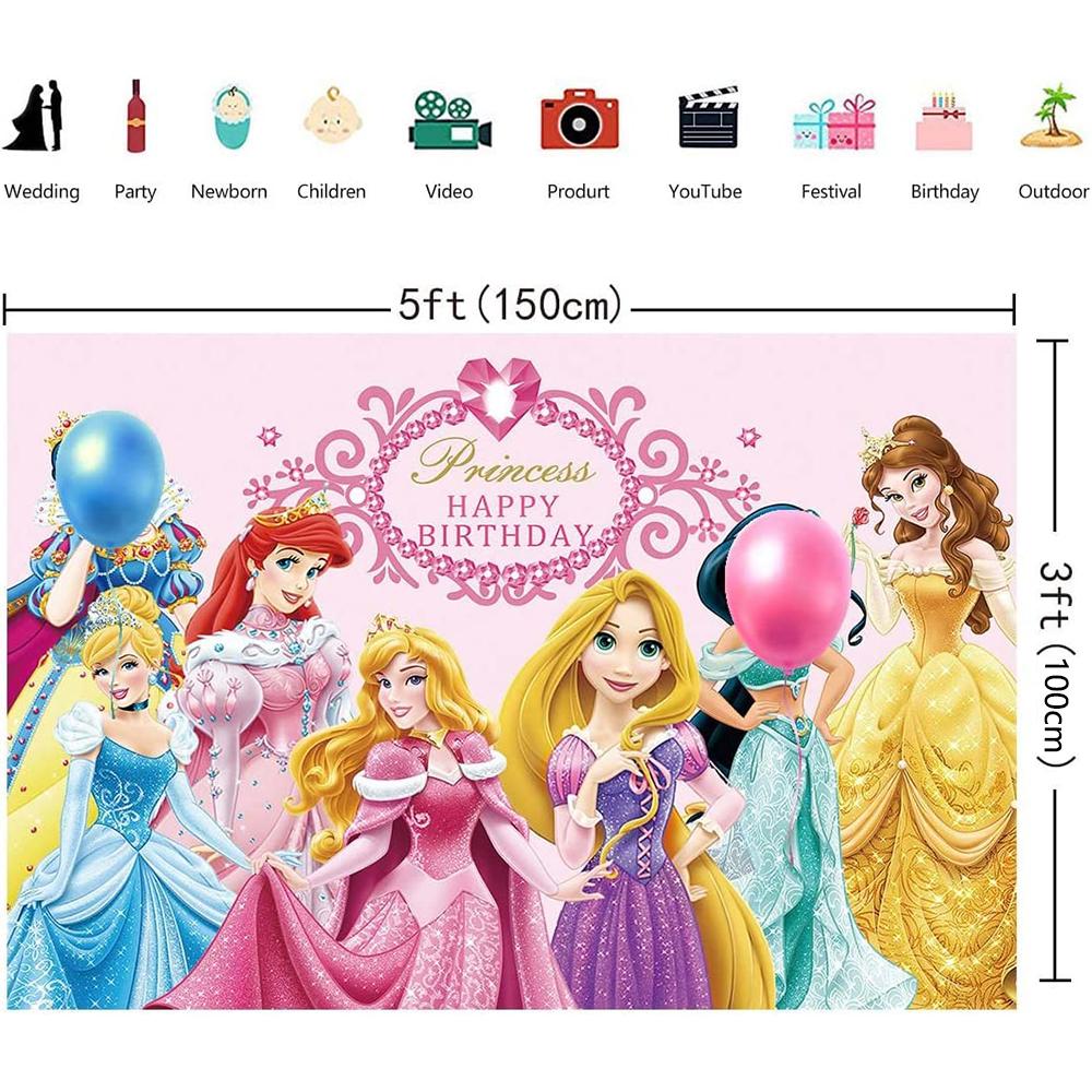 Princess Themed Backdrop - Birthday Photography Background - Party Decoration