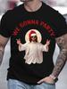 Mens Vintage  Santa Claus Christmas TShirt  Slim Fit Short Sleeve Cotton Shirt with WE GONNA PARTY Slogan