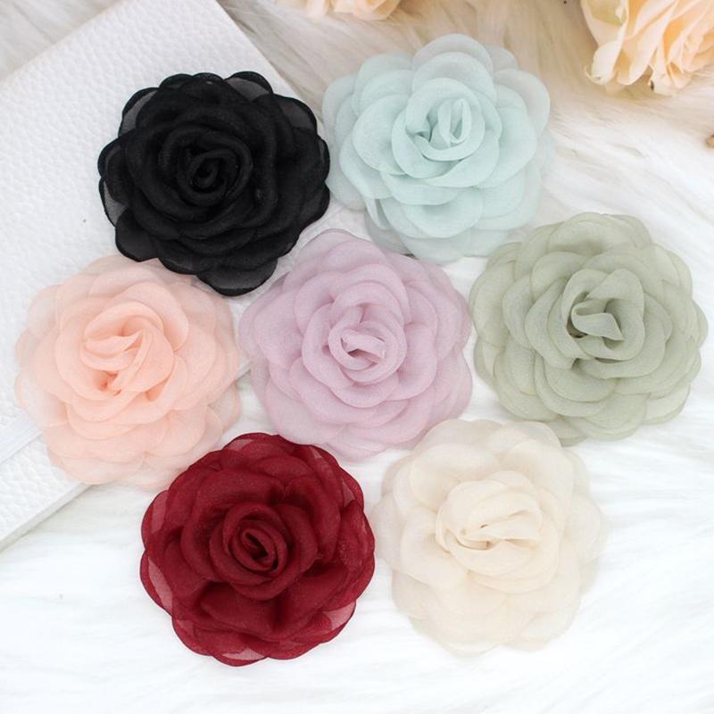 6Cm Black White Camellia Flower Brooches Korean  Corsage Lapel Pins Dress Shirt Suit Accessories For Women Lapel Pins