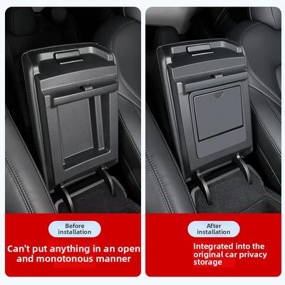 For Tesla Model 3 2017 2018 2019 2020 2025 2025 2025 Bil Midtkonsoll Ryddeskuff Armlene Etui Skjult Oppbevaringsboks Tilbehør
