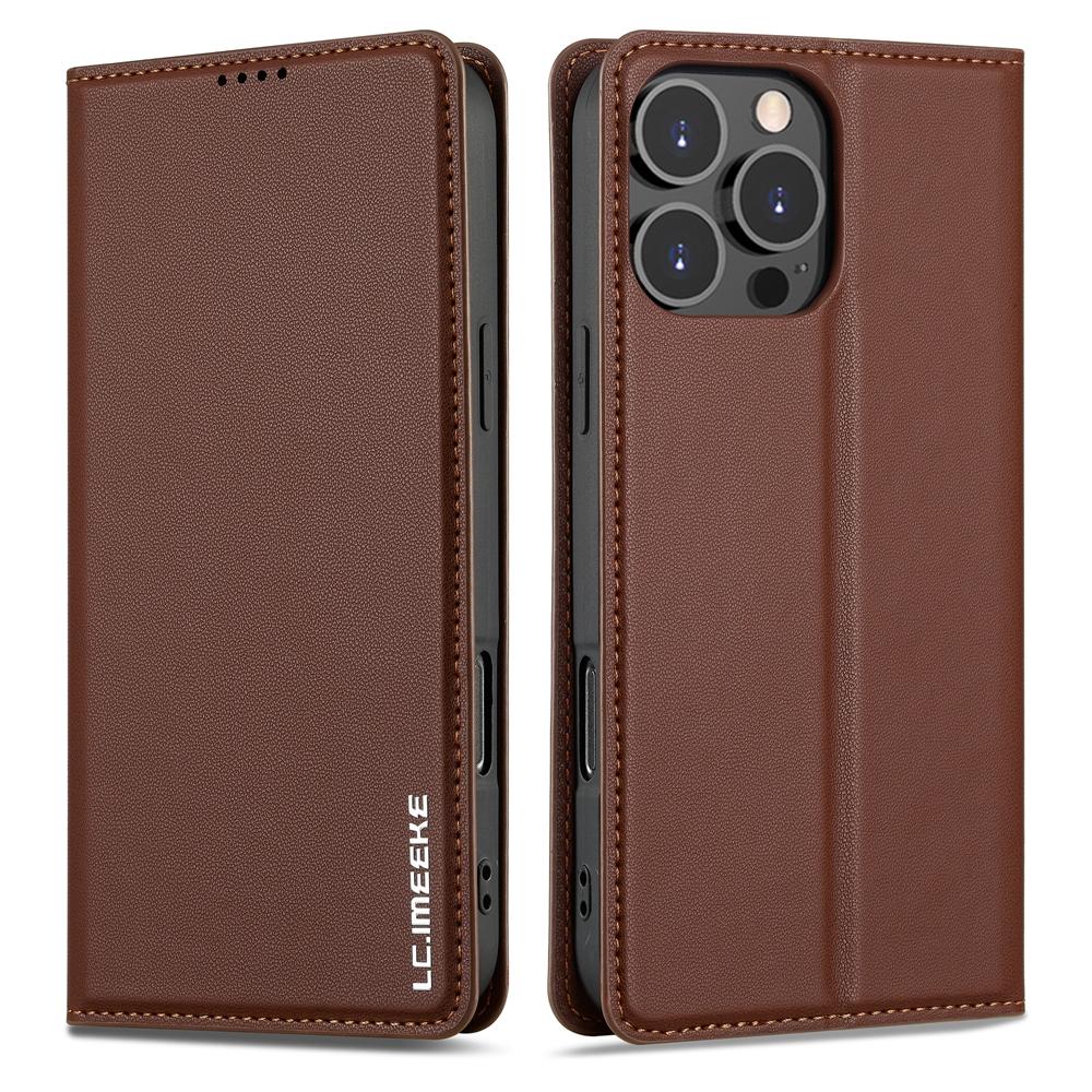 

Для Apple iPhone 16 15 14 Plus 13 12 11 Pro X XR XS Max чехол из высококачественной искусственной кожи кошелек с магнитным откидным отделением для карт противоударный чехол-подставка For iPhone 16 Pro коричневый