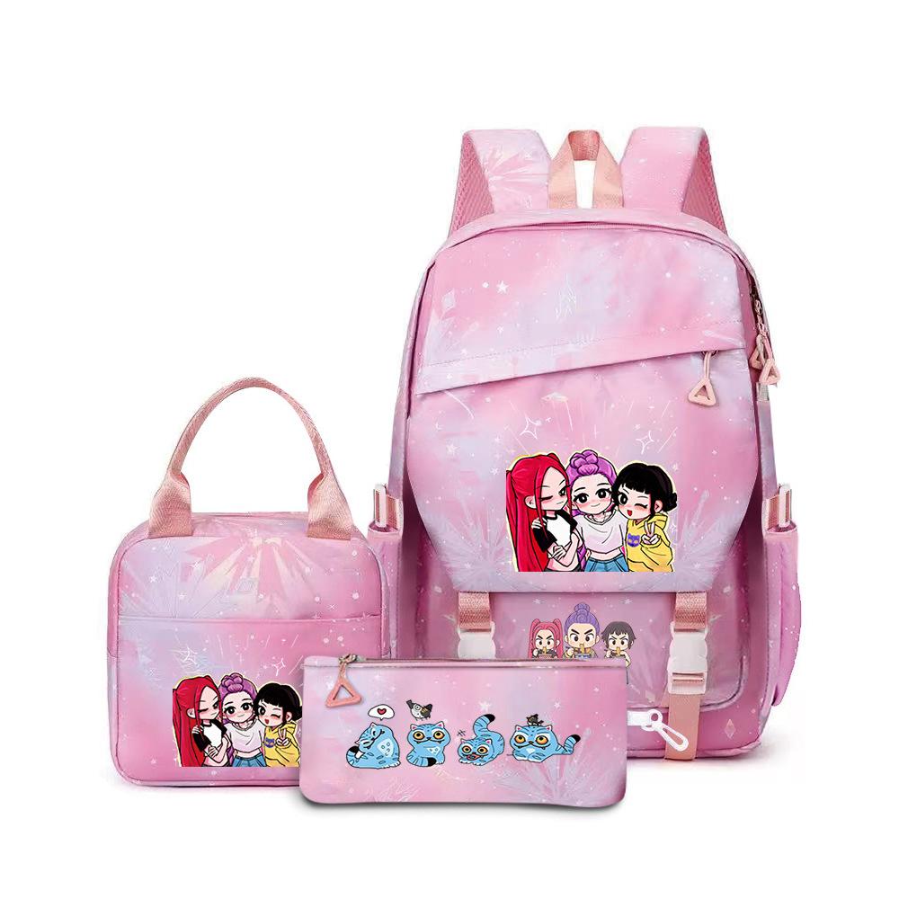 School Season Printed Student Schoolbag Backpack Shoulder Pencil Bag Three-Piece Set