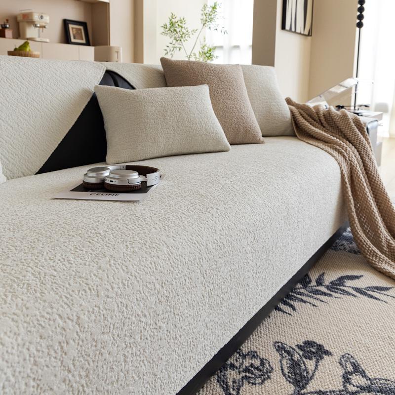 

Килимок для дивана з синелі Чотири сезони Універсальний однотонний шезлонг Накидка на подушку L-форми Чохол для дивана Вітальня Дім 70x70cm білий