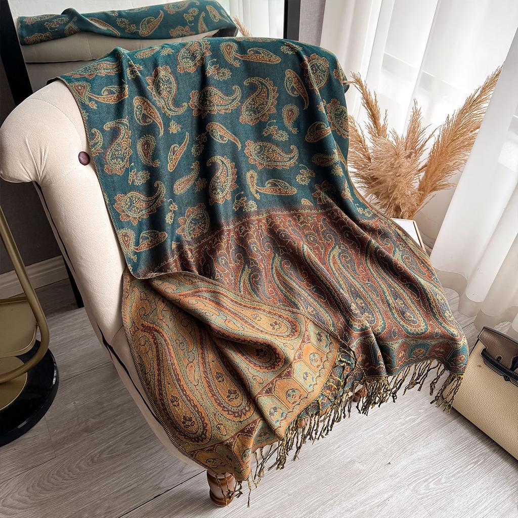 Autumn and Winter Printed Cashew Scarf Air Conditioner Shawl Scarf Imitation Cashmere Warm Fashion Elegant Long Scarf Women