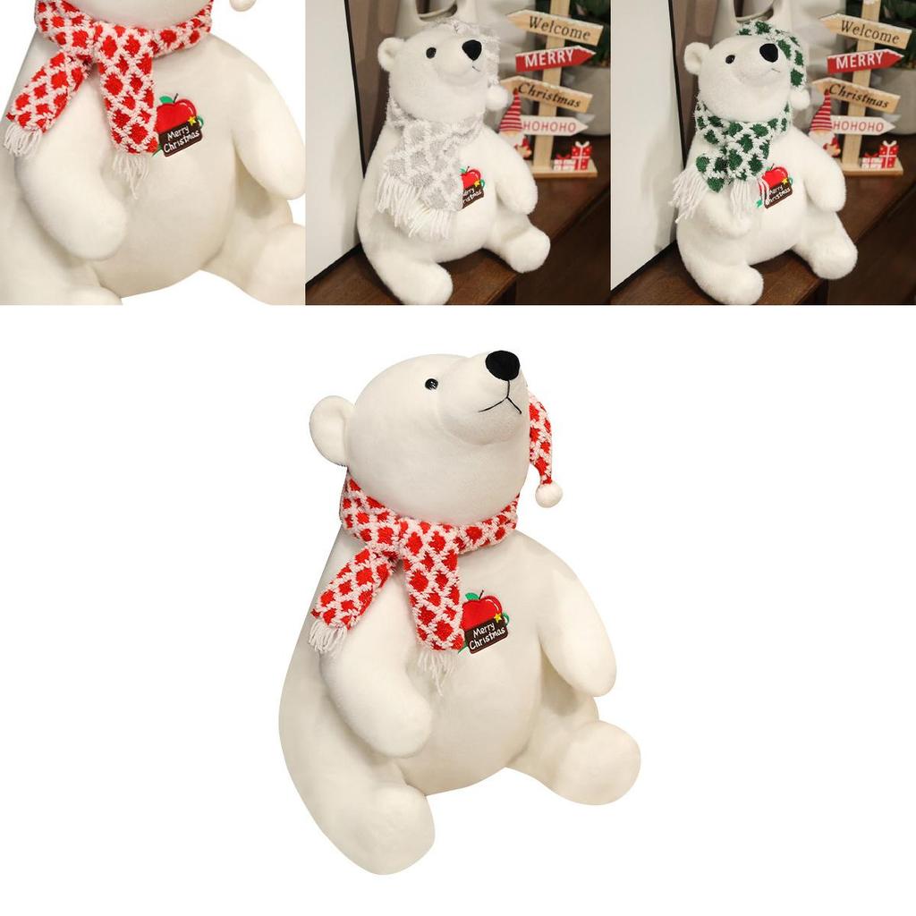 Adorable White Plush Polar Bear Toy With Cute Scarf Perfect For Kids Birthday Gifts And Decorations
