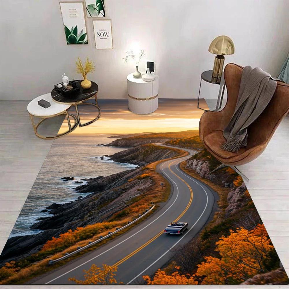 Cartoon Mountain Peak Rug Non-Slip Washable Floor Mat for Living Room Kitchen Sofa Balcony Home Decor Carpet