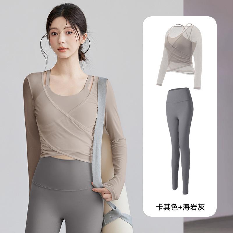 Premium Yoga Suit Women's Sports Top Skinny Long Sleeves Skinny Running Training Pilates Fitness Suit Spring