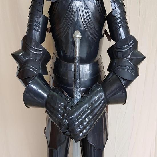 182.88 Cm Medieval Full Body Armor Suit Combat Knight Full Body Armor With Stand Replica Blacked Steel Gift