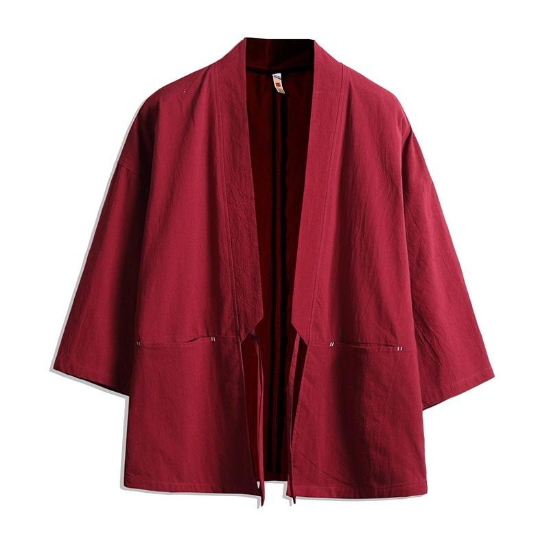 S-5XL Kimono Cardigan Giapponese da Uomo Cotone e Lino Abbigliamento Costume da Samurai Maschile Giacca Streetwear Hanfu Cinese