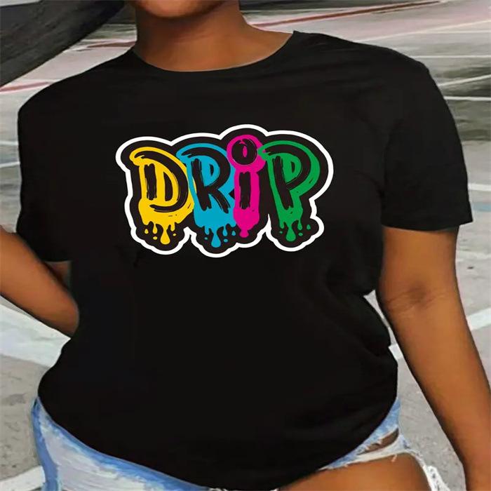 Summer Round Neck Printed Top Fashionable Casual Cute Short Sleeved Women's Pure Cotton T-shirts