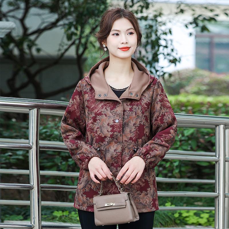 

2025 New Style Retro Wide-Leg Windbreaker for Middle-Aged & Elderly Women – Plus Size Spring & Autumn Outerwear XXL