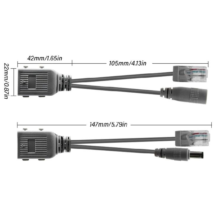 Universal POE Power Cord Splitter Passive PoE Injector for Effective Camera Installation and Power Management Cable