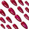 Pitaya Color Rose Red Shiny Cat Eye Manicure Almond Fake Nails