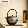 230ml Cloisonné Black Glaze Lifting Handle Teapot Japanese Tea Infuser Pot Tea Brewing Kettle With Strainer Drinkware Ornaments