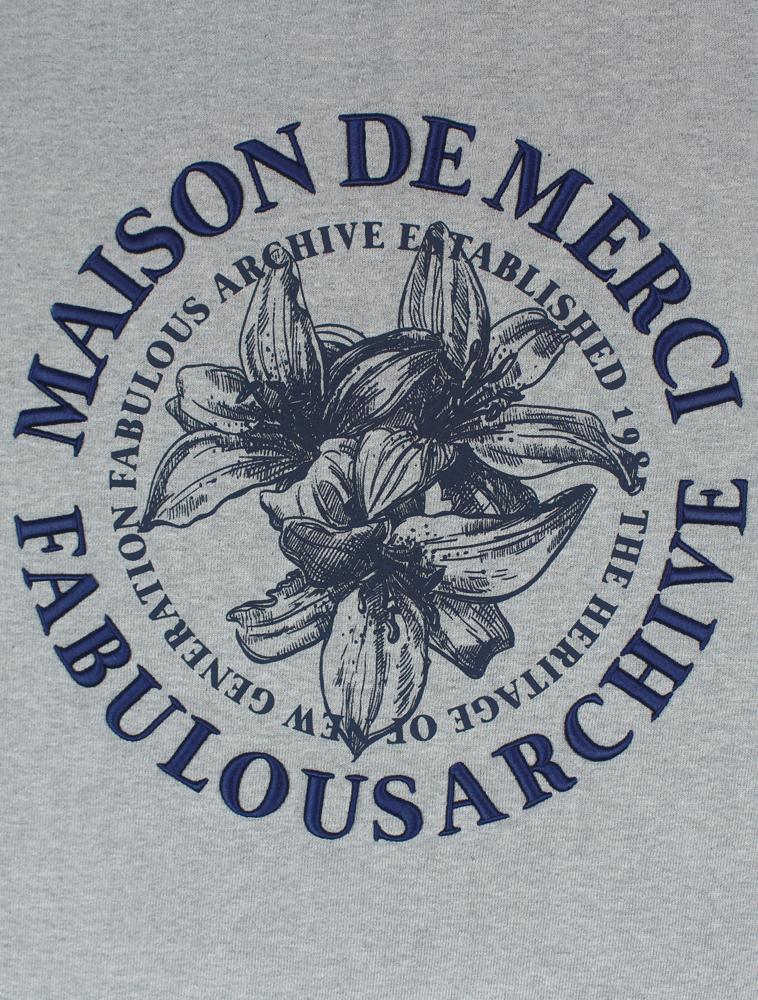 LA MAISON STUDIO [Fleece Line Selection] Women'S Crop Le Liss Foamed Embossed Embroidery Sweatshirt Melange Navy (Fcb4Ts360W)