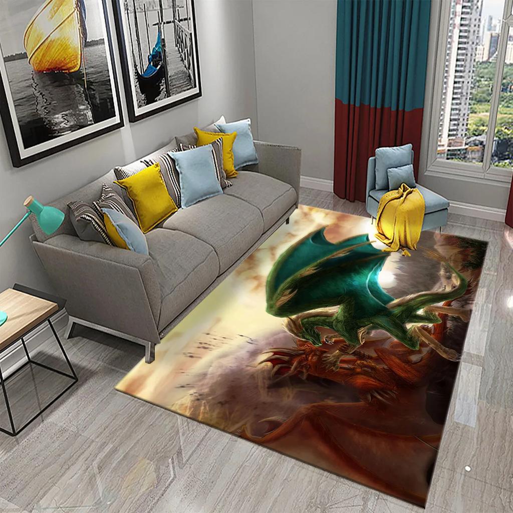 Modern Dragon Pattern Carpet for Living Room Bedroom Bathroom Entrance Non-slip Carpet for Children Play Home Decor Floor Carpet