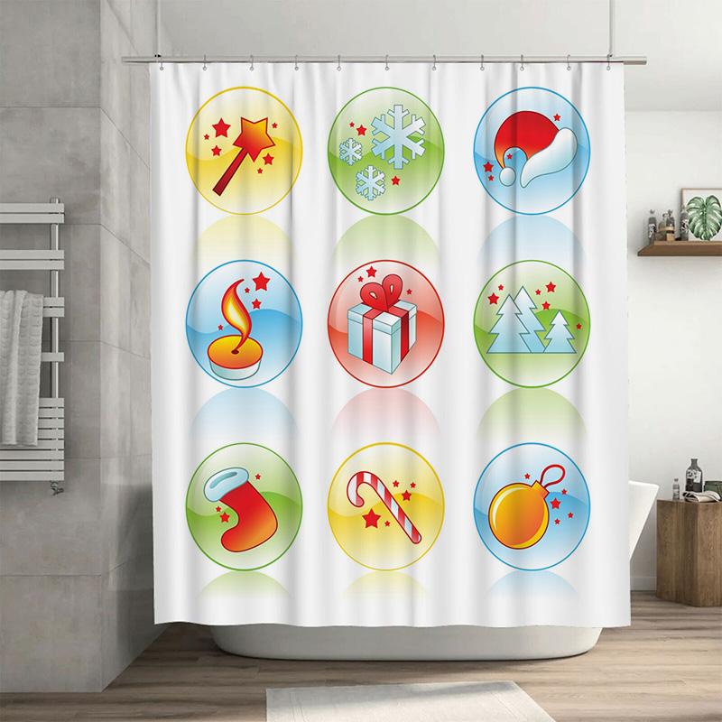 

Tu Christmas Shower Curtain Festive Holiday Decor Santa Claus Reindeer Snowflakes Winter Bathroom Set Waterproof Holiday Home De W60H190(CM)-1 Pcs